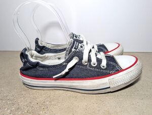 Converse Shoreline Slip Womens 5 Navy Blue Red Chucks AllStar Low Top Sneakers